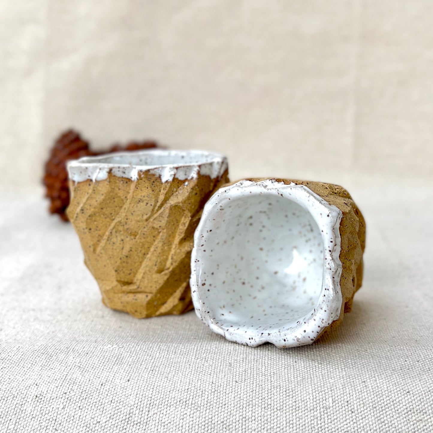 Kurinuki Snow & Sand Cup Set - Speckled Buff