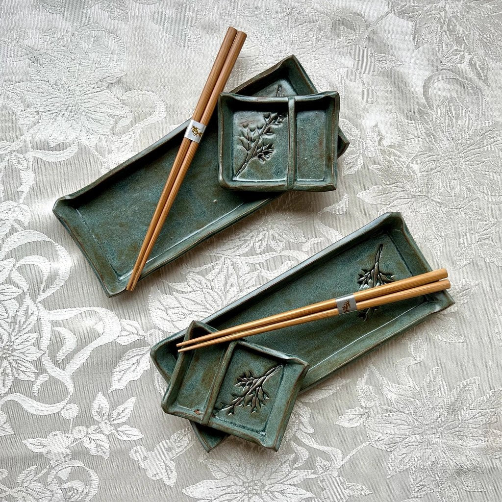 featured collection image of a blue ceramic sushi set with botanical stamp