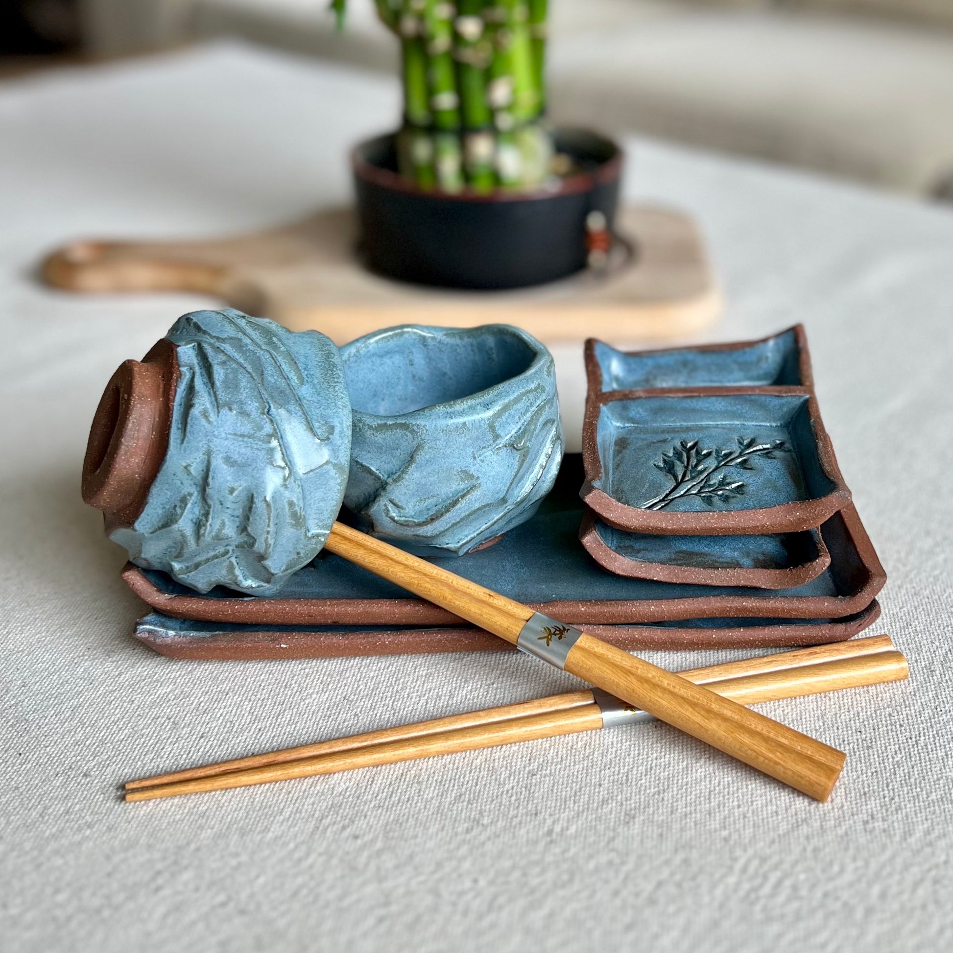 Miya Company Sendan Blue Sushi Set